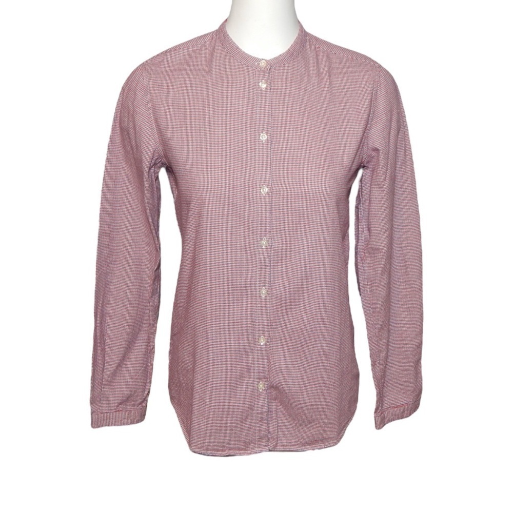 Massimo Alba Women’s Size XS Red White Blue Check Houndstooth Button Up Shirt
